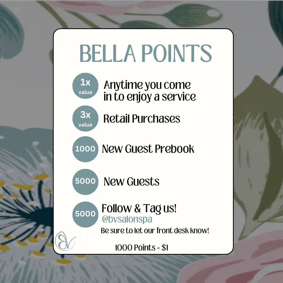 Bella Points loyalty program details.